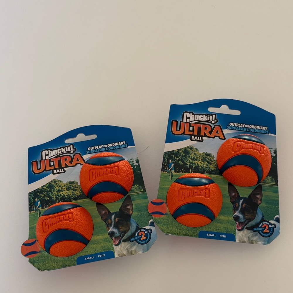 NWT Chuckit! Ultra Balls Two Sets of Two Compatible w/Small Chuckit! Launchers